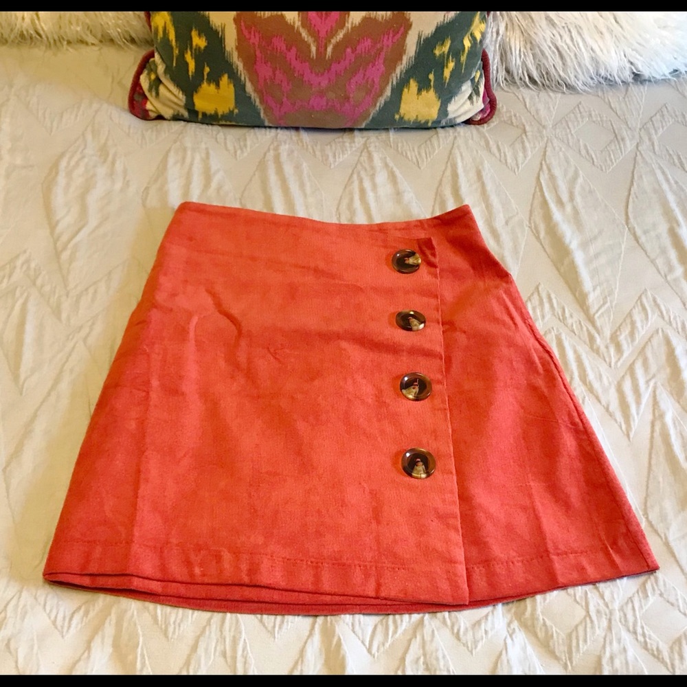 Tangerine corduroy highly waist skirt
